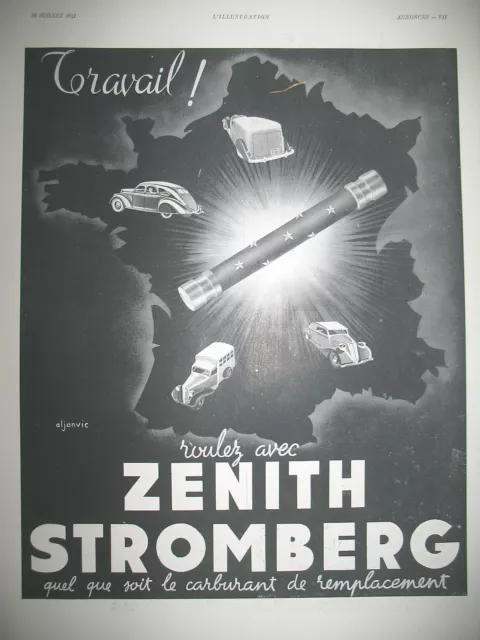 Publicite De Presse Zenith Carburateur Automobile Aljanvic  French Ad 1941