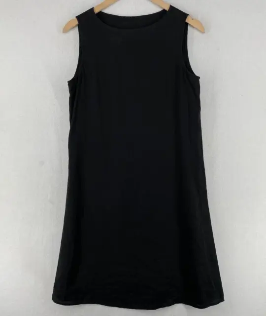 EILEEN FISHER Dress Small Organic Handkerchief Linen Shift Tank Sleeveless Black