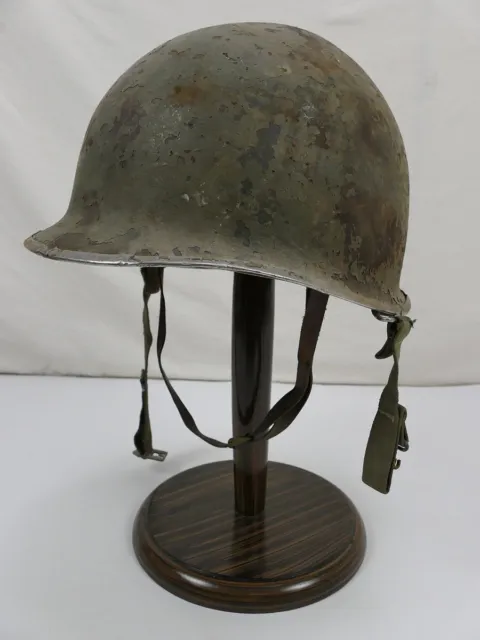 Original US WW2 M1 Stahlhelm Helm Glocke vorne gebördelt mit Liner 50s