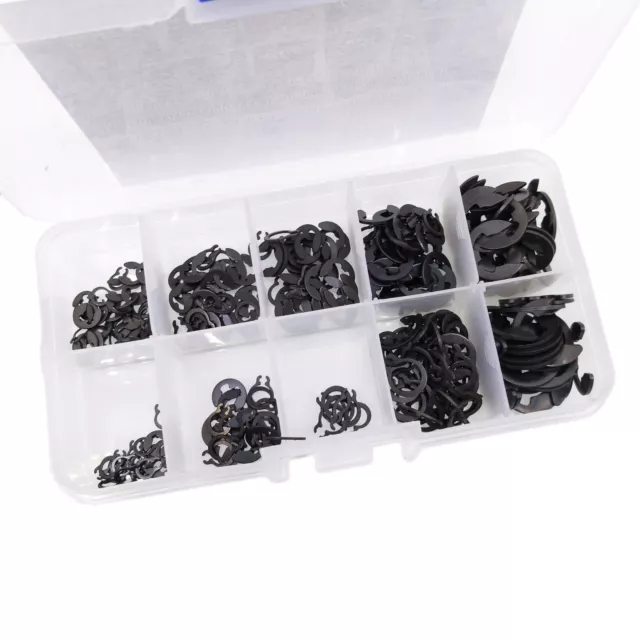 US Stock 300pcs E-Clip & Retaining Ring Assortment Kit 3mm 4mm 5mm 6mm 8mm 9mm