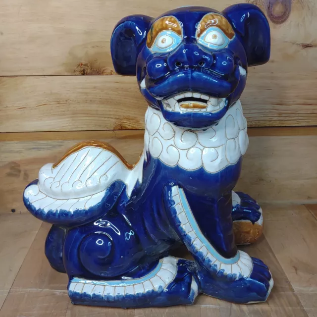 Large Chinese Foo Dog Porcelain Ceramic Statue Figurine 17"T Asian Fine Art