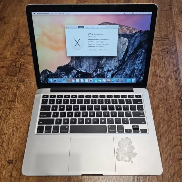 Apple A1502 MacBook Pro Retina, Early 2015  i5-5287U 8GB RAM 126GB SSD