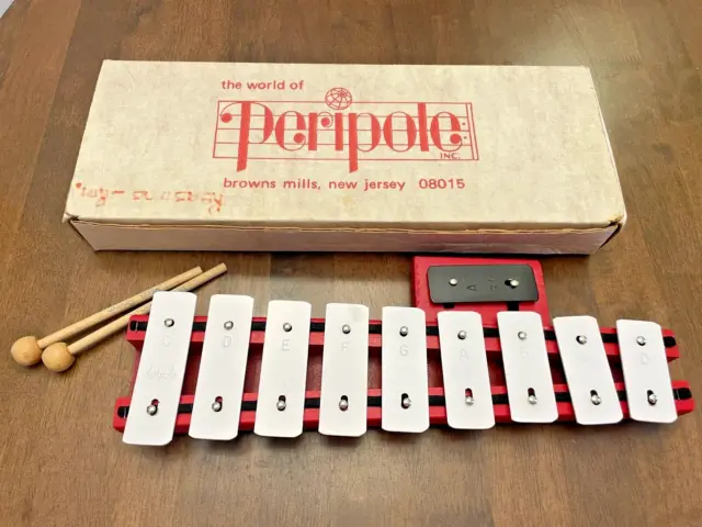 Xylophone Peripole Glockenspiel Percussion Instrument 1960s in Orig Box & Mallet