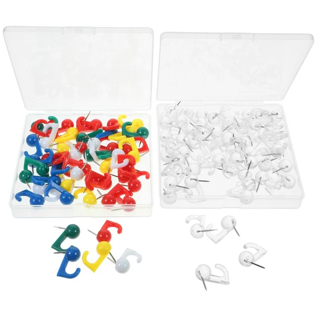 2 BOXES SHAPED Thumbtacks for Cork Board Pin Hooks Decorative Pushpins ...