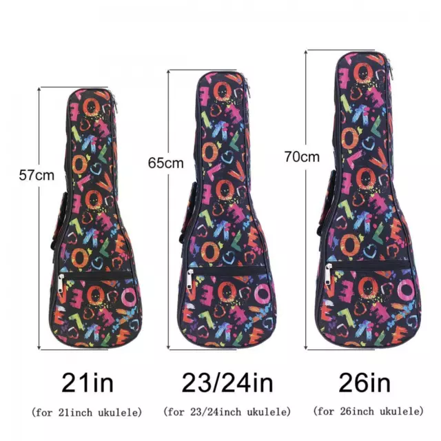 Ukulele Gig Bag Folk Concert 21" 23" 26" Uku 10mm Soft Padded Mini Uke Bag Cases 2