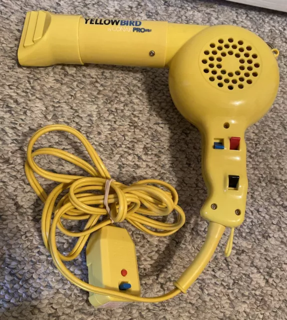 Conair Pro Yellow Bird Hair Dryer Model YB075GB  1875 Watt WORKS XL Cord