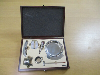 in einer Holzschatulle. Brandani Wein-Sommelier-Set 7-teilig Stahl rostfrei 