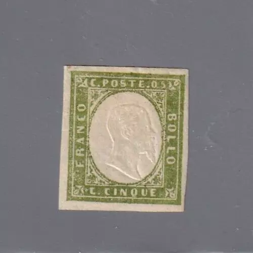14387-Antichi Stati, Sardegna, Francobollo Nuovo, 5 Cent. , Ben Marginato