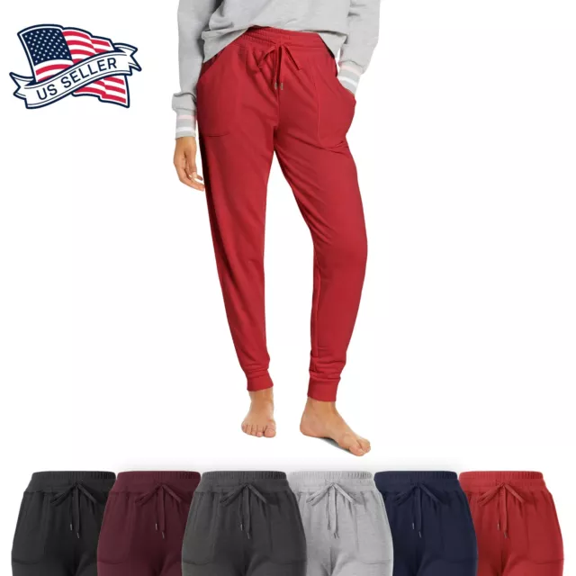 Womens Premium Soft Fleece Sweatpants Yoga Joggers with Ribbed Cuffs Skinny Fit