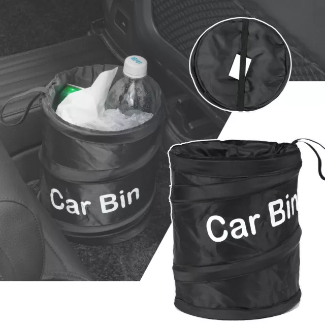 Black Mini CAR BIN Pop UP Storage Dustbin Foldable Travel Rubbish Waste Basket