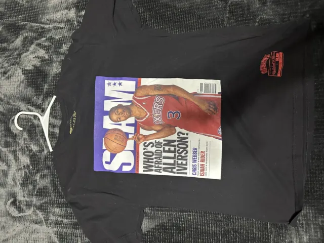 Allen Iverson MEDIUM Black T Shirt Slam Magazine Mitchell Ness Tee  Basketball