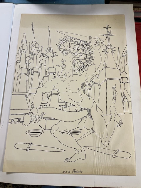 Dessin Original Femme Curiosa, Encre Et Aquarelle, Signé, érotisme