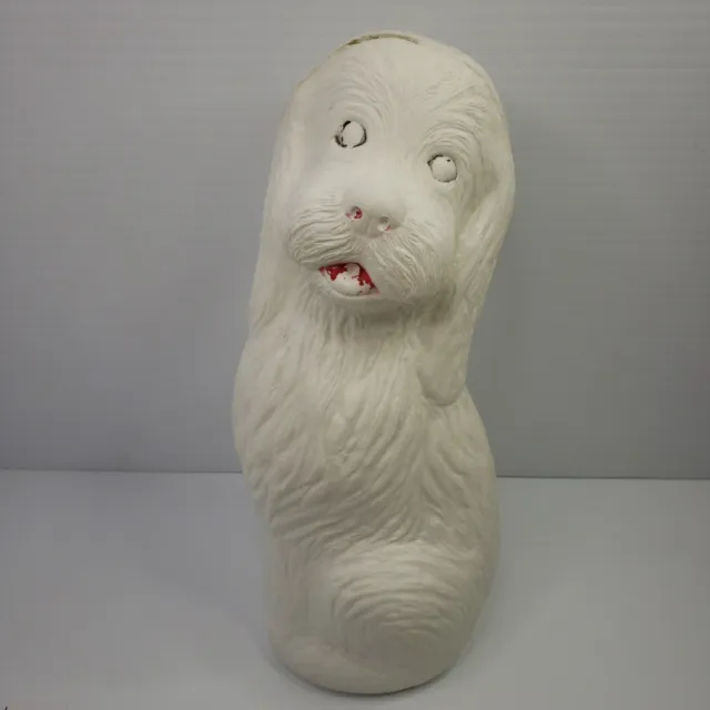 White Hound Puppy Dog Red Coin Bank AJ Renzi Corp 17 Inch Blow Mold