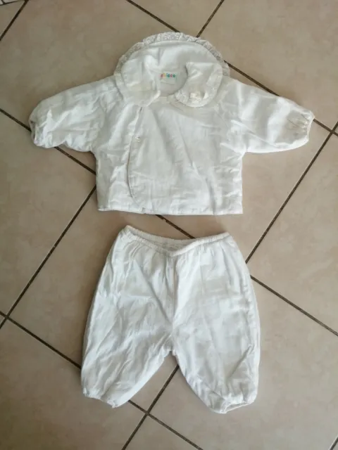 tuta completo coordinato giubbotto pantaloni bimba neonata bianco  chicco 6 mesi