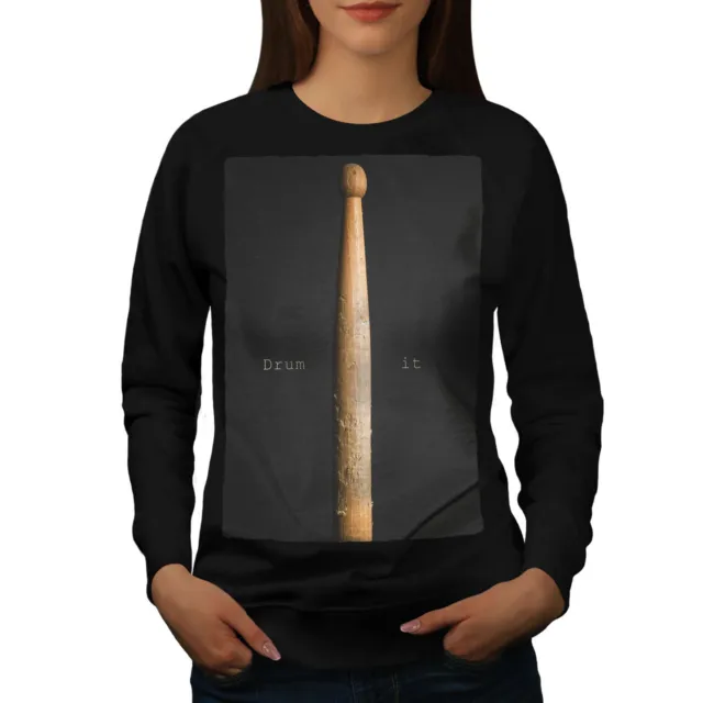 Felpa donna Wellcoda Drum Stick, maglione pullover strumento casual