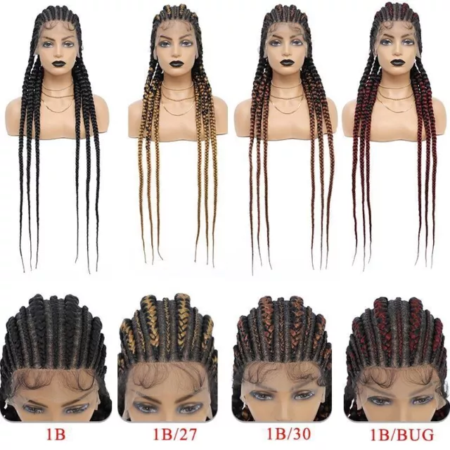 Synthetic Full Lace Cornrow Box Braids Wig 36Inch Long Braided Wigs for Women