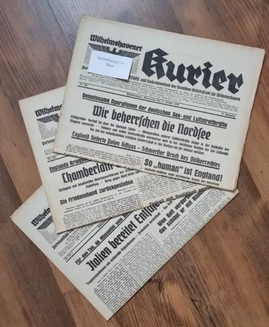 Auswahl = Wilhelmshavener Kurier / Zeitung von 1938 /  1939