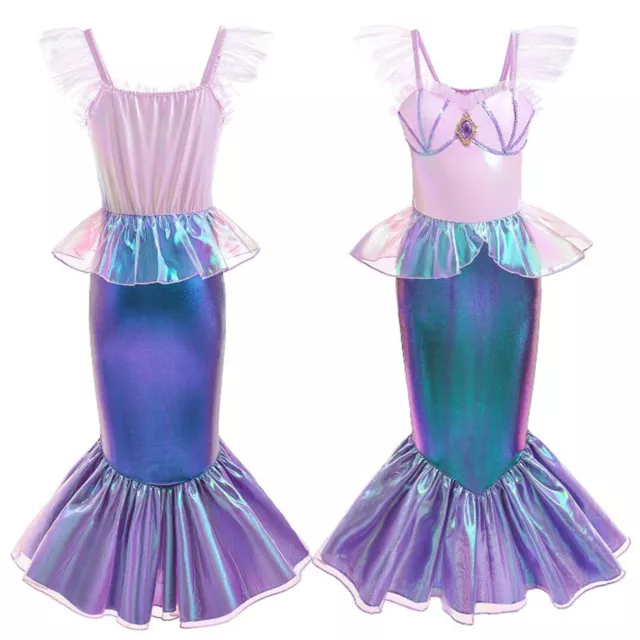 Costume Racconti Principessa Sirena Ragazze Abiti Halloween Compleanno Fantasioso Abito Ups 3