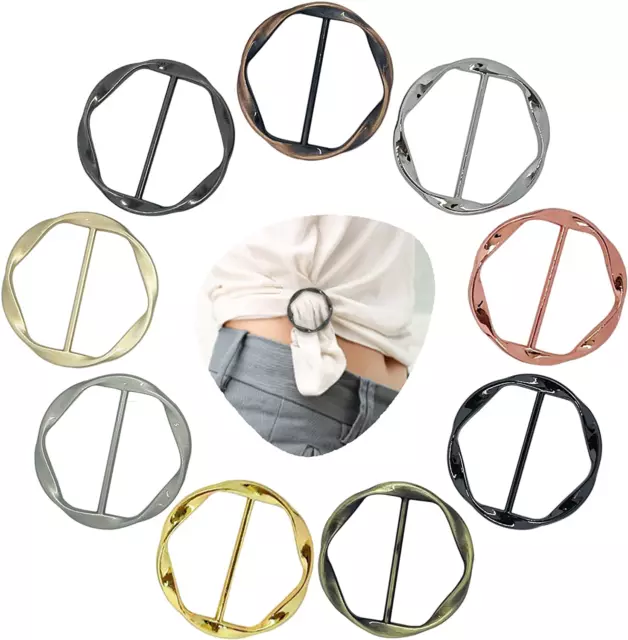 8 PCS Silk Scarf Ring Clip T-shirt Tie Round Clips for Women, Simple &  Generous Metal Round Circle Clip Buckle Clothing Ring Wrap Holders Slide  Tshirt