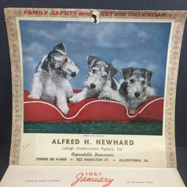 1957 Allentown PA Alfred H Newhard Insurance Agency Advertising Calendar