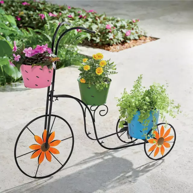 Bicycle Planter Metal Plant Stand Garden Bike Flower Pot Cart Holder Basket Deco