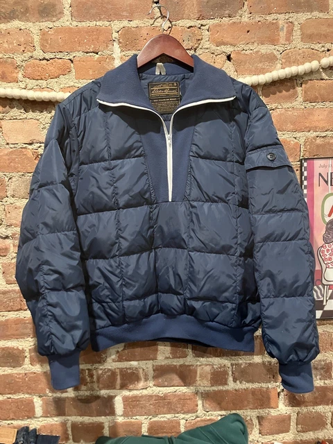 VINTAGE 80S EDDIE Bauer Goose Down Quilted Pull Over 3/4 Zip Large $125 ...