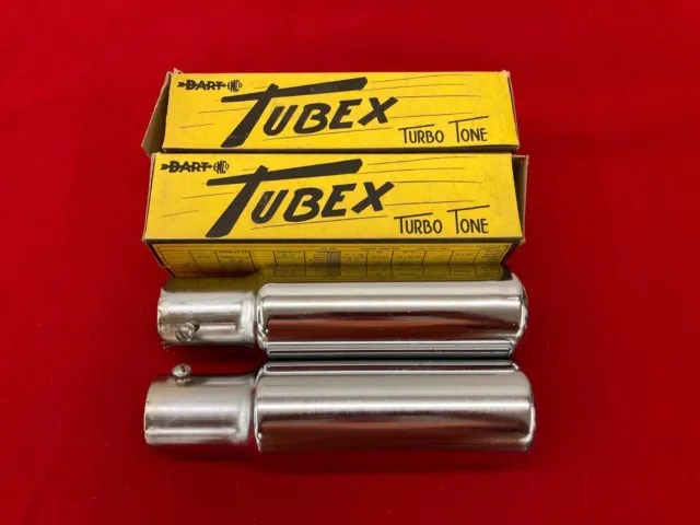 NOS Ford Flathead Chrome Exhaust Tips 1 3/4 In Tubex Turbo Tone 40s 50s Hot Rod