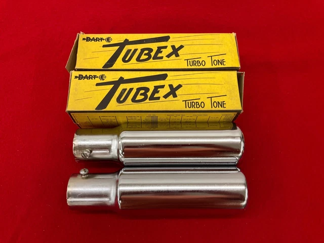 NOS Ford Flathead Chrome Exhaust Tips 1 3/4 In Tubex Turbo Tone 40s 50s Hot Rod