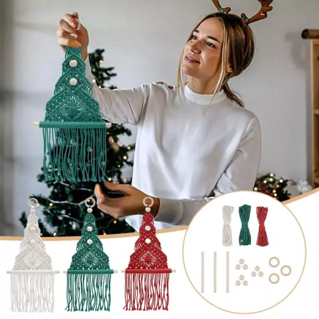 Christmas Tree Macrame DIY Kit For Beginners Christmas Tree Ornaments L3Q2