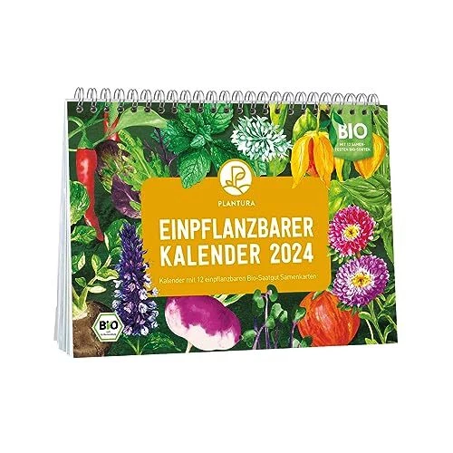 EINPFLANZBARER KALENDER 2024 A5Format BioSaatgutKalender mit 12