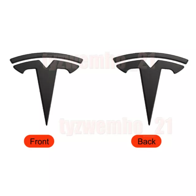 2x Autocollant D'insigne Coffre De Capot Logo De T Noir Mat Pour Tesla modèle Y