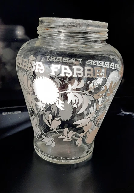 AMARENA FABBRI  Barattolo Vasetto vetro trasparente Senza Tappo Vintage