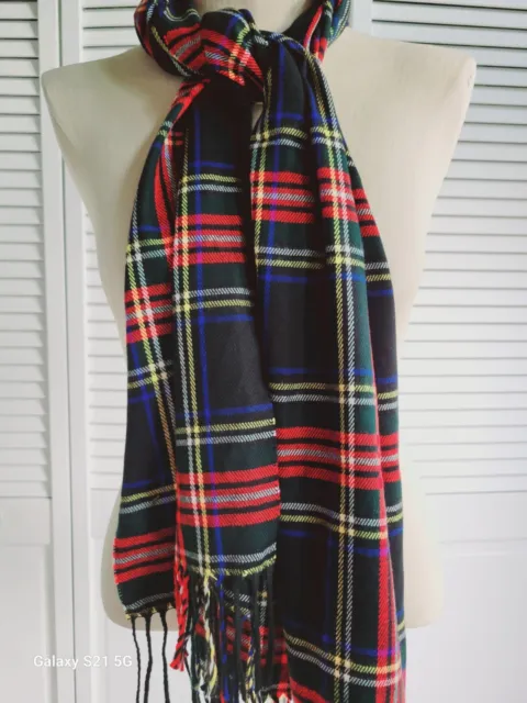 Christian Dior Red Plaid Cashmaire Scarf Oversized NWT Made In England B7 3