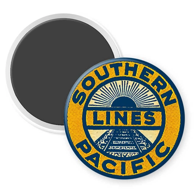 Southern Pacific Lines Railroad Round Fridge Magnet