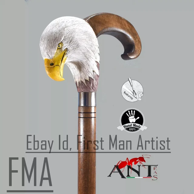 Eagle Head Bird Walking Stick Wooden Hand Carved Bird Walking Cane Xmas Gift