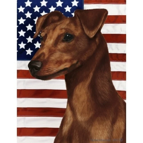 Patriotic (D2) House Flag - Uncropped Red Miniature Pinscher 32151