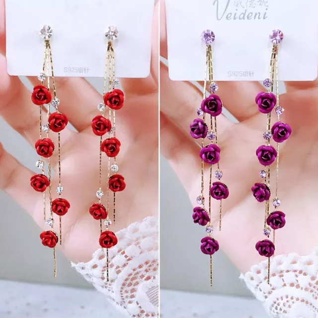 Zircon Crystal Tassel Earrings Stud Butterfly Pearl Dangle Drop Women Jewelry