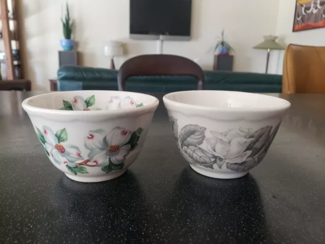 Rare  Dixie Dogwood Rose Syracuse China Soup Cups Railroad Ware Restaurant