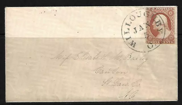 US 1850s WILLOUGHBY OHIO TYING Sc 11 TYPE I 4 MARGIN COPY TO CANTON NY
