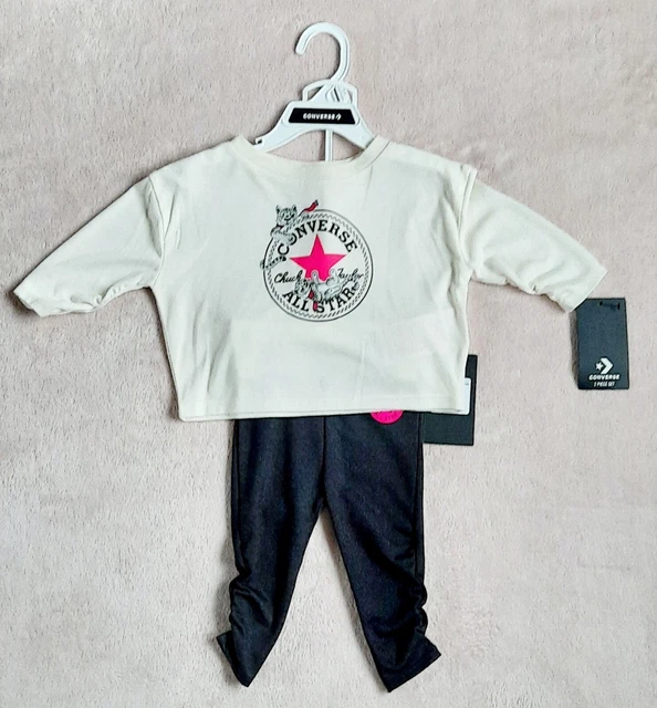 Converse Girls Outfit Set 12 Months Girl's New Bnwt Leggings T-Shirt T Top L/S