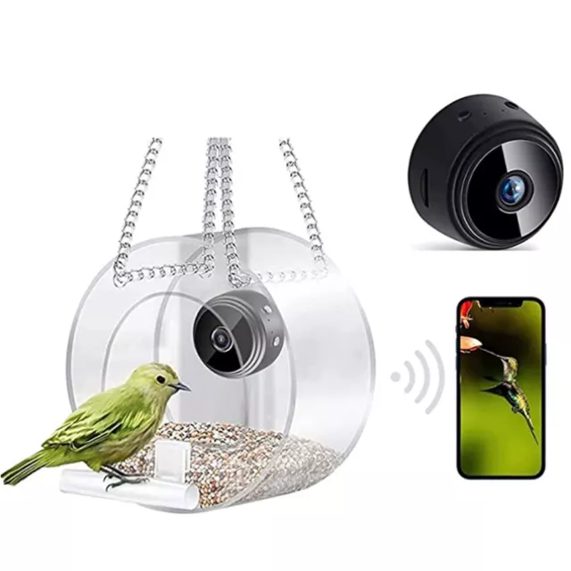 Oiseau Cage Panier Avec Appareil Photo Accessoires Faune Mangeoire Multifonction