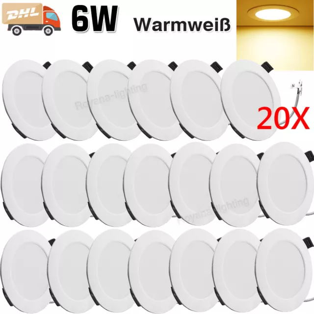 20x 6W LED Panel Einbaustrahler 230V Einbauleuchten Spots Set Rund Deckenleuchte