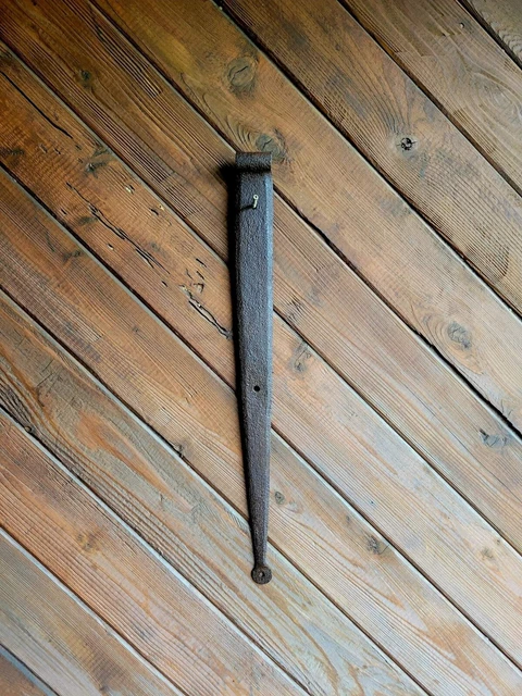 19c Antique Hand Wrought Forged Iron Barn Door Strap Hinges 24 1/2"