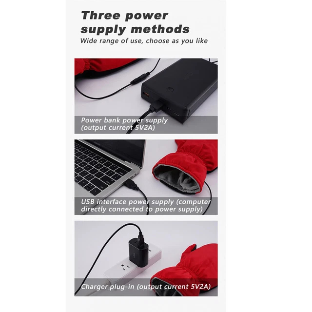Men Women Electric Heating Snowmobile Snowboard Ski Gloves USB Snow Mittens 5