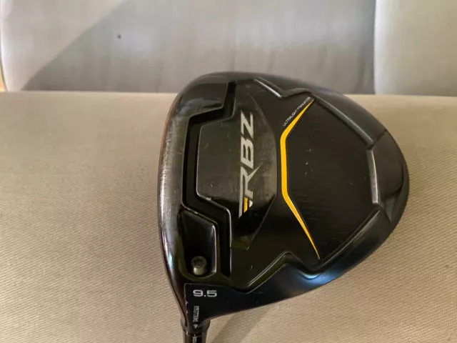 Mens LH TaylorMade RBZ Black 9.5* Driver Matrix Ozik White Tie Regular Flex
