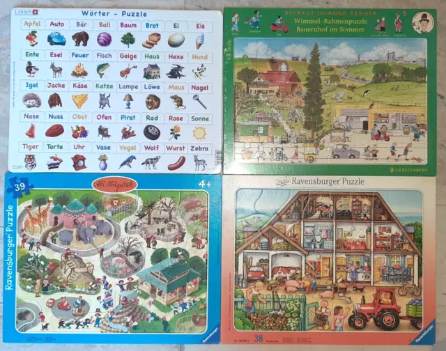 4 x Rahmenpuzzle Puzzle 2 x Ravensburger Mitgutsch Gerstenberg Larsen z Teil OVP