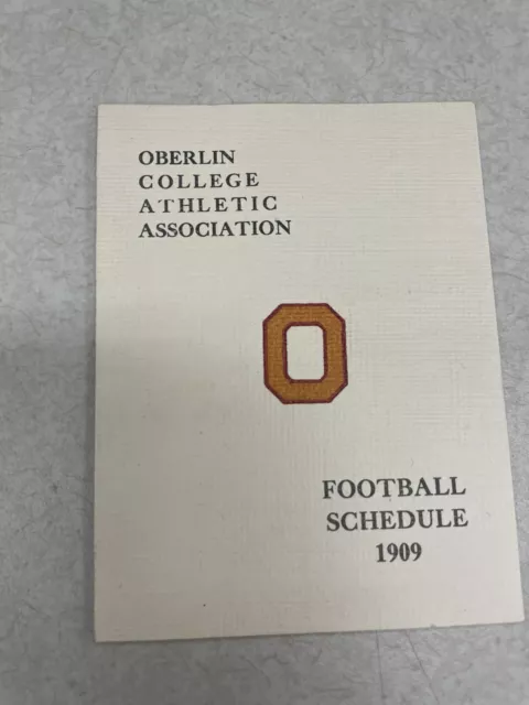 1909 Oberlin College Ohio Conference Champions Football Schedule Scorecard 3