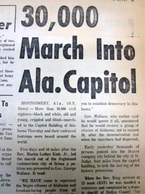 5 periódicos 1965 Martin Luther King lidera la marcha por los derechos civiles Selma 2 Montgomery