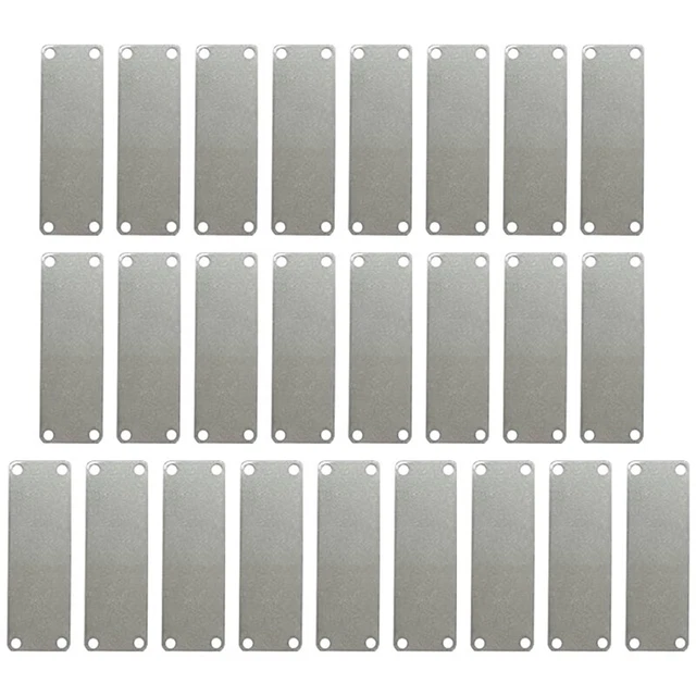25 Étiquettes Vierges Acier Inoxydable SRMAN - 2,5x7,6 Cm - 4 Trous - Pour Gravure