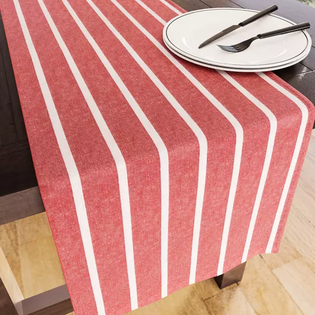 Runner da tavolo da 4 seater | Roma Stripe rosse | Cotone riciclato ecologico |